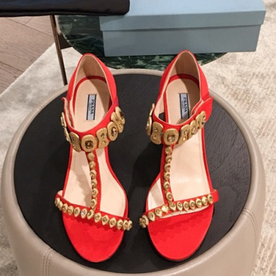 Prada 2019 Ladies Middle Heel Sandal - 프라다 2019 여성용 미들힐 샌들 PRAS0144.Size(225 - 250).레드