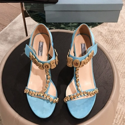Prada 2019 Ladies Middle Heel Sandal - 프라다 2019 여성용 미들힐 샌들 PRAS0146.Size(225 - 250).스카이블루
