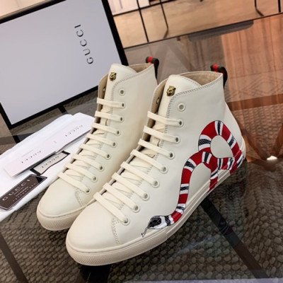Gucci 2019 Mens Leather Sneakers - 구찌 2019 남성용 레더 스니커즈 GUCS0274,Size(240 - 270).화이트