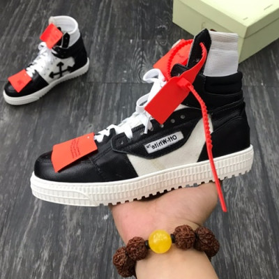 Off-white 2019 Mm / Wm Leather Sneakers - 오프화이트 2019 남여공용 레더 스니커즈 OFFS0013.Size(225 - 275),블랙