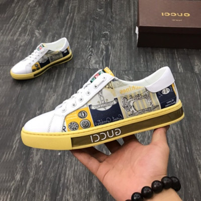 Gucci 2019 Mens Leather Sneakers - 구찌 2019 남성용 레더 스니커즈 GUCS0285,Size(240 - 270).화이트