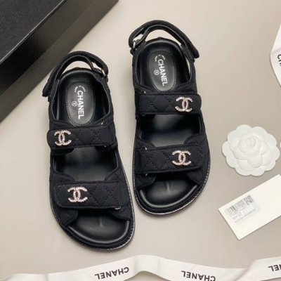 Chanel Ladies Velcro Sandle- 샤넬 여성용 벨크로 샌들 CHAS0401.Size(225 - 245).블랙