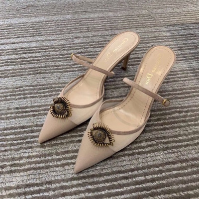 Dior 2019 Ladies Middle Heel Slipper - 디올 2019 여성용 미들힐 슬리퍼 DIOS0093,Size(225-245),베이지