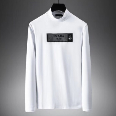 Prada 2019 Mens Logo Turtle-neck Cotton Tshirt - 프라다 2019 남성 로고 터틀넥 코튼 긴팔티 Pra0705x.Size(m - 3xl).2컬러(블랙/화이트)