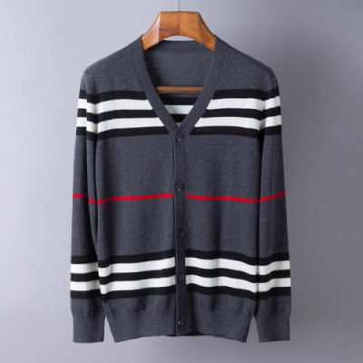 Burberry 2019 Mens Retro Logo V-neck Cardigan - 버버리 2019 남성 레트로 로고 브이넥 가디건  Bur01069x.Size(m - 3xl).그레이