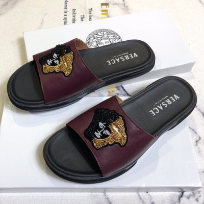 Versace  2019 Mens Leather Slipper - 베르사체 2019  남성용 레더 슬리퍼 VERS0050.Size(240 - 275).와인