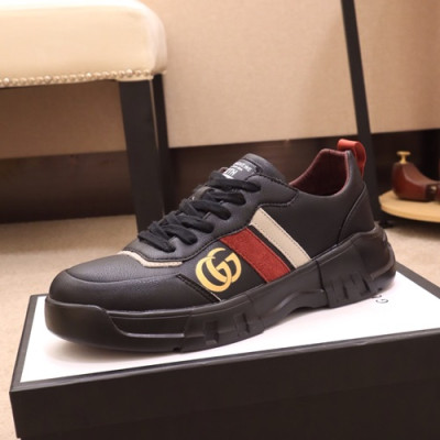 Gucci 2019 Mens Leather Sneakers - 구찌 2019 남성용 레더 스니커즈 GUCS0310,Size(240 - 270).블랙