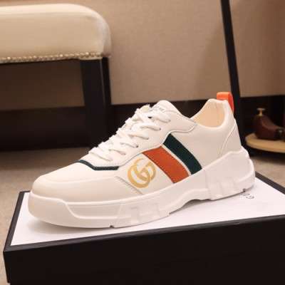 Gucci 2019 Mens Leather Sneakers - 구찌 2019 남성용 레더 스니커즈 GUCS0312,Size(240 - 270).화이트