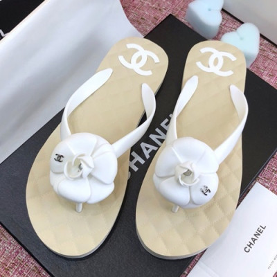 Chanel 2019 Ladies Leather Slipper - 샤넬 2019 여성용 레더 슬리퍼 CHAS0406.Size(225 - 245).화이트