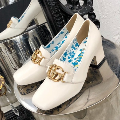 Gucci 2019 Ladies Middle-heel Leather Loafer - 구찌 2019 여성용 미들 힐 레더 로퍼 GUCS0317.Size(225 -  245).화이트