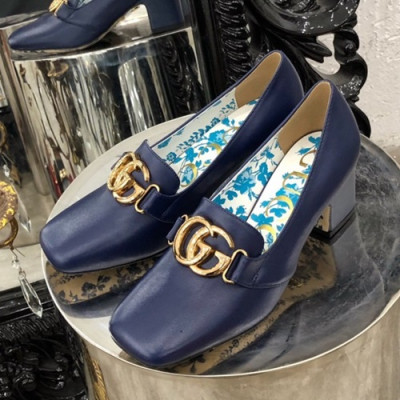 Gucci 2019 Ladies Middle-heel Leather Loafer - 구찌 2019 여성용 미들 힐 레더 로퍼 GUCS0318.Size(225 -  245).네이비