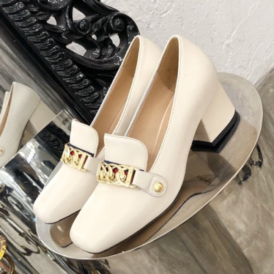 Gucci 2019 Ladies Middle-heel Leather Loafer - 구찌 2019 여성용 미들 힐 레더 로퍼 GUCS0321.Size(225 -  245).화이트