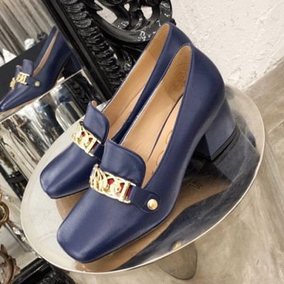 Gucci 2019 Ladies Middle-heel Leather Loafer - 구찌 2019 여성용 미들 힐 레더 로퍼 GUCS0322.Size(225 -  245).네이비