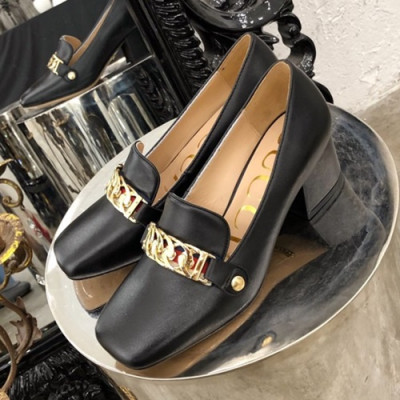 Gucci 2019 Ladies Middle-heel Leather Loafer - 구찌 2019 여성용 미들 힐 레더 로퍼 GUCS0324.Size(225 -  245).블랙