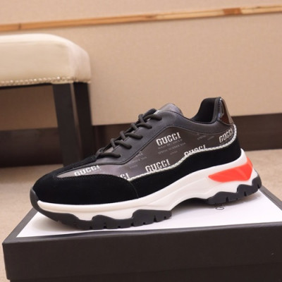 Gucci 2019 Mens Leather Sneakers - 구찌 2019 남성용 레더 스니커즈 GUCS0346,Size(240 - 270).블랙