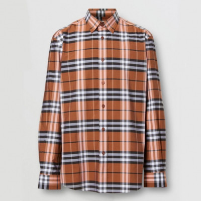 Burberry 2019 Mens Vintage Logo Slim Fit Cotton shirt - 버버리 2019 남성 빈티지 로고 슬림핏 코튼 셔츠 Bur01121x.Size(s - 2xl).브라운