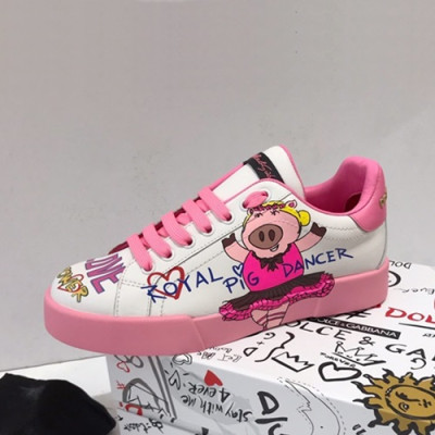 Dolce&Gabbana 2019 Ladies Leather Sneakers  - 돌체앤가바나 2019 여성용 레더 스니커즈 DGS0067,Size(225 - 250).화이트