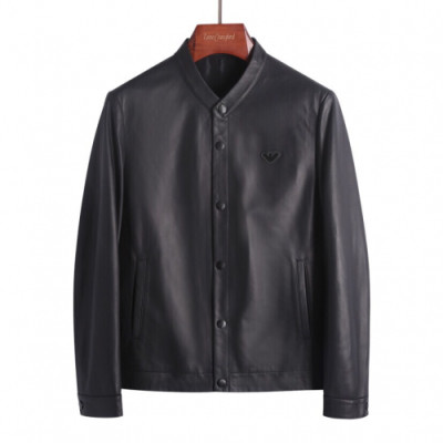 Armani 2019 Mens Logo Casual Leather Jacket - 알마니 2019 남성 로고 캐쥬얼 가죽자켓 Arm0280x.Size(m - 3xl).블랙