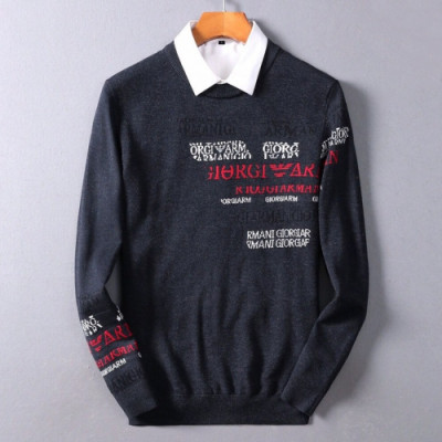 Armani 2019 Mens Crew  Neck Wool Sweater - 알마니 2019 남성 크루넥 울 스웨터 Arm0284x.Size(m - 3xl).블랙