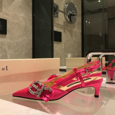 Sergio Rossi  2019 Ladies Slik Middle Heel Slingback - 세르지오 로시 2019 여성용 실크 미들힐 슬링백 SERS0009.Size(225 - 245).핑크
