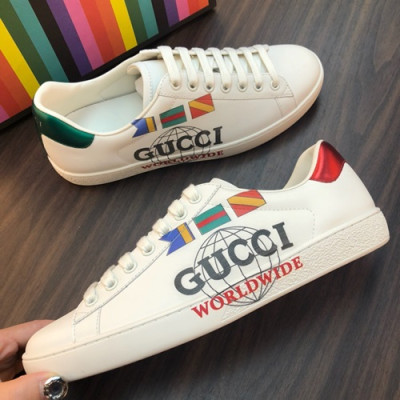 Gucci 2019 Mm / Wm Leather Sneakers - 구찌 2019 남여공용 레더 스니커즈 GUCS0362,Size(225 - 270).화이트