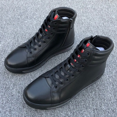 Prada 2019 Mens Leather Boots Sneakers - 프라다 2019 남성용 레더 부츠 스니커즈,PRAS00192,Size(245 - 265).블랙