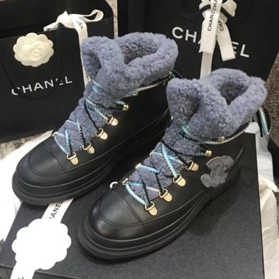 Chanel 2019 Ladies Leather & Wool Boots - 샤넬 2019 여성용 레더&울 부츠 CHAS0410,Size(225-245),블랙