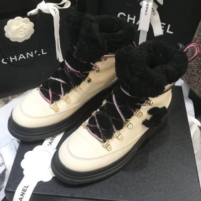 Chanel 2019 Ladies Leather & Wool Boots - 샤넬 2019 여성용 레더&울 부츠 CHAS0412,Size(225-245),화이트