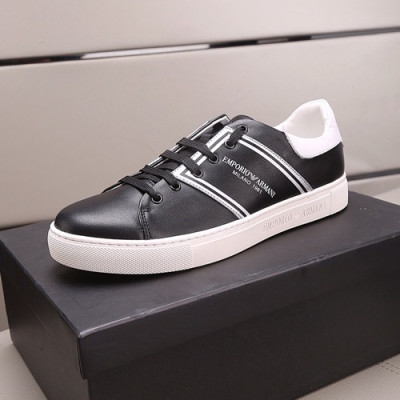 Armani 2019 Mens Leather Sneakers  - 알마니 2019 남성용 레더 스니커즈 ARMS0049,Size(240 - 270).블랙