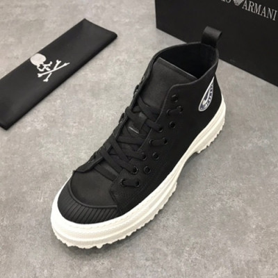 Armani 2019 Mens Leather Sneakers  - 알마니 2019 남성용 레더 스니커즈 ARMS0053,Size(240 - 270).블랙