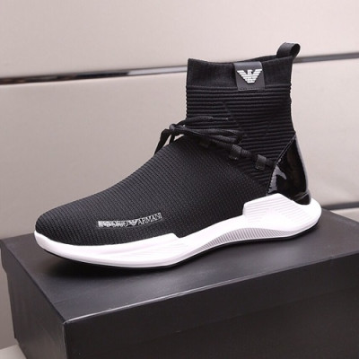 Armani 2019 Mens Knit Sneakers - 알마니 2019 남성용 니트 스니커즈 ARMS0059.Size (240 - 270).블랙