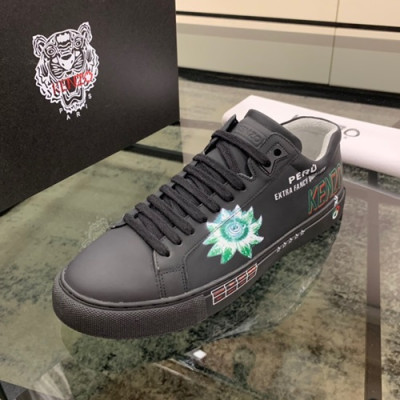 Kenzo 2019 Mens Leather Sneakers - 겐조 2019 남성용 레더 스니커즈,KENS0024,Size(240-270),블랙