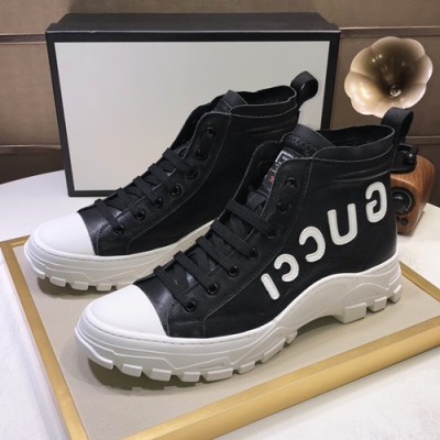 Gucci 2019 Mens Leather Sneakers - 구찌 2019 남성용 레더 스니커즈 GUCS0409,Size(240 - 270).블랙