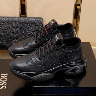 Hugo Boss 2019 Mens Leather Running Shoes - 휴고보스 2019 남성용 레더 런닝 슈즈 HUGS0008.Size(240 - 270).블랙