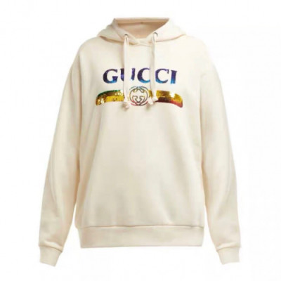 Gucci 2019 Mm/Wm Logo Glitter Cotton Hood Tee - 구찌 남자 로고 글리터 코튼 후드티 Guc01437x.Size(s - 2xl).아이보리