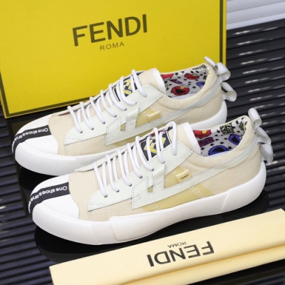 Fendi 2019 Mens Leather & Canvas Sneakers - 펜디 2019 남성용 레더&캔버스 스니커즈 FENS0171,Size(240 - 270).베이지