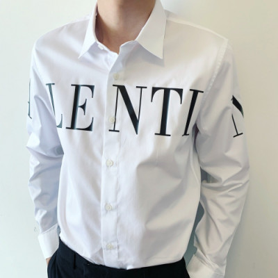 Valentino 2019 Mens Logo Slim Fit Silket Shirt - 발렌티노 남성 로고 슬림핏 실켓 셔츠 Val0263x.Size(m - 3xl).화이트