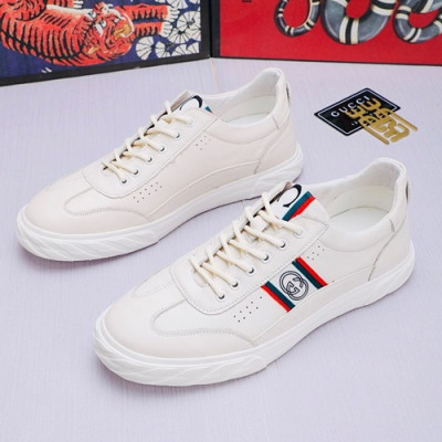Gucci 2019 Mens Leather Sneakers - 구찌 2019 남성용 레더 스니커즈 GUCS0437,Size(240 - 265).화이트