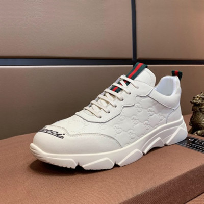 Gucci 2019 Mens Leather Sneakers - 구찌 2019 남성용 레더 스니커즈 GUCS0444,Size(240 - 270).화이트
