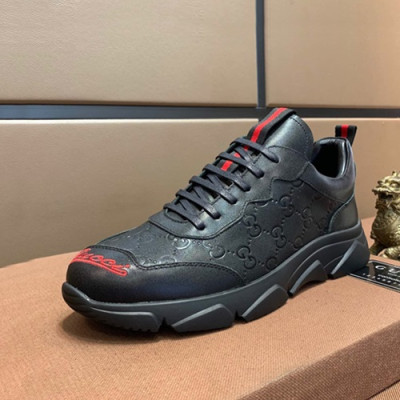 Gucci 2019 Mens Leather Sneakers - 구찌 2019 남성용 레더 스니커즈 GUCS0445,Size(240 - 270).블랙