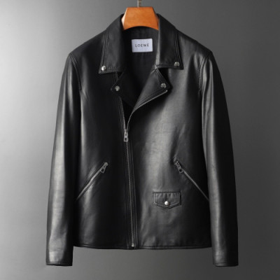 Loewe 2019 Mens Causal Leather Jacket - 로에베 2019 남성 캐쥬얼 가죽 자켓 Loe0088x.Size(m - 3xl).블랙