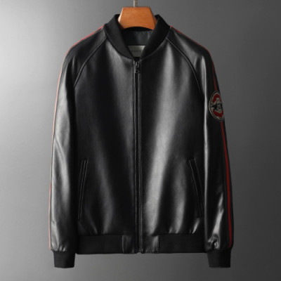 Gucci 2019 Mens Logo Casual Leather Jacket - 구찌 2019 남성 로고 캐쥬얼 가죽 자켓 Guc01478x.Size(m - 3xl).블랙