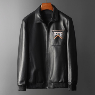 Prada 2019 Mens Logo Casual Leather Jacket - 프라다 2019 남성 로고 캐쥬얼 가죽 자켓 Pra0754x.Size(m - 3xl).블랙