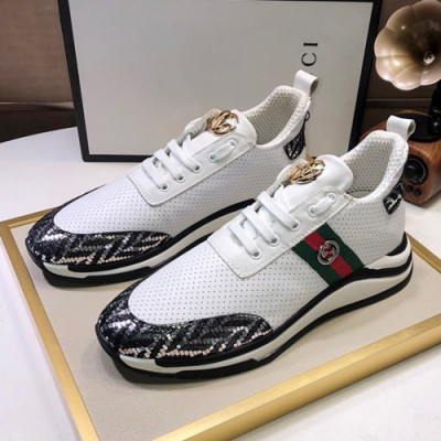 Gucci 2019 Mens Leather Sneakers - 구찌 2019 남성용 레더 스니커즈 GUCS0501,Size(240 - 270),화이트