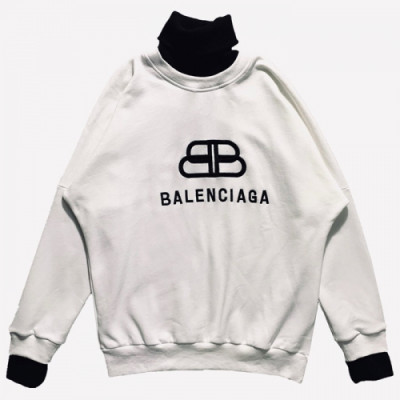 Balenciaga 2019 Mens Logo Cotton Turtle-neck Tshirt - 발렌시아가 2019 남성 로고 코튼 맨투맨 Bal0331x.Size(s - xl).화이트