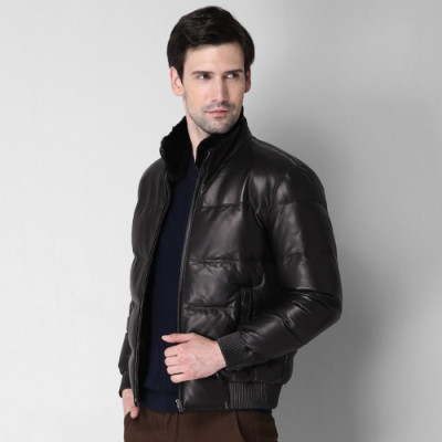 Prada 2019 Mens Logo Casual Down Leather Jacket - 프라다 2019 남성 로고 캐쥬얼 다운 가죽 자켓 Pra0758x.Size(m - 3xl).블랙