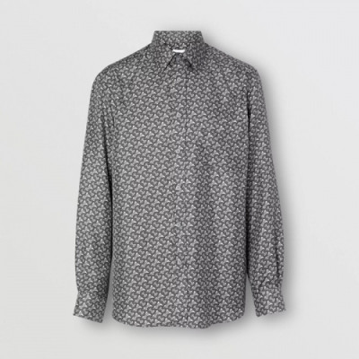 Burberry 2019 Mens Vintage Logo Silk shirt - 버버리 2019 남성 빈티지 로고 실크 셔츠 Bur01296x.Size(s - 2xl).블랙