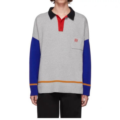 Loewe 2019 Mens Logo Wool Polo Tshirt - 로에베 2019 남성 로고 울 긴팔티 Loe0090x.Size(s - l).그레이