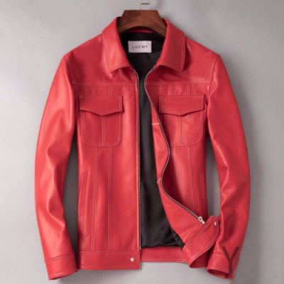 Loewe 2019 Mens Causal Leather Jacket - 로에베 2019 남성 캐쥬얼 가죽 자켓 Loe0089x.Size(l - 4xl).레드
