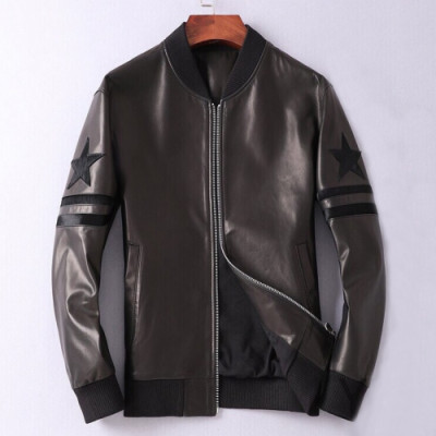 Givenchy 2019 Mens Logo Casual Leather Jacket - 지방시 남성 로고 캐쥬얼 레더 자켓 Giv0232x.Size(l - 4xl).블랙